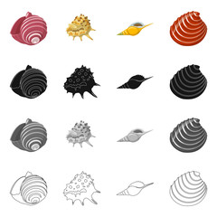 Vector illustration of animal and decoration sign. Collection of animal and ocean stock vector illustration.