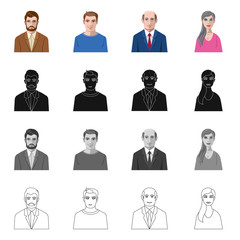 Vector illustration of hairstyle and profession  icon. Set of hairstyle and character  stock vector illustration.