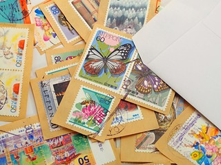 使用済み切手と封筒