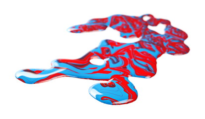 Spilled oil paint isolated on white background
