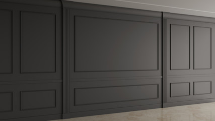 Grey Interior Classic Wall Decoration, Retro and Modern 3D Rendering