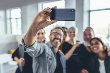 Business group selfie