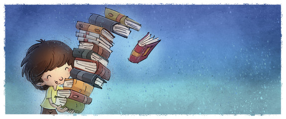 niño con muchos libros © cirodelia