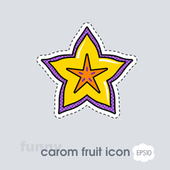 Starfruit Carambola Carom icon. Tropical fruit