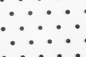 Abstract black tulle material textile on white background