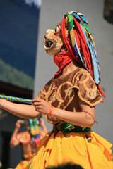Naklejka premium Dancer at a religious festival in Gangtey (Bhutan)
