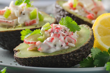Delish filled avocado with crab meat
