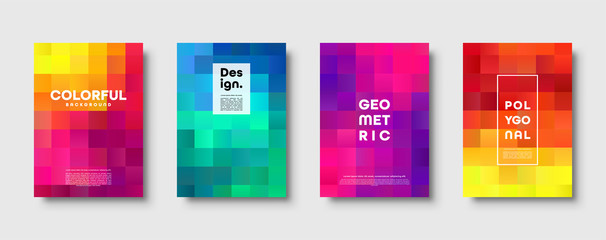 Polygonal abstract background with squares. Colorful gradient design. Low poly geometric rectangle shape modern banner. Vector illustration.