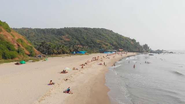 Aerial view of Kalacha beach in Goa. India.
