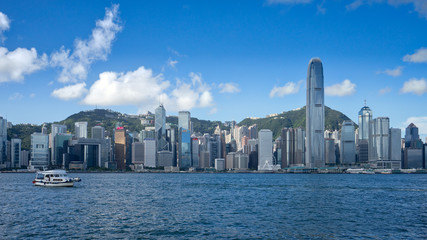 Fototapeta na wymiar Hong Kong Skyline with Clouds
