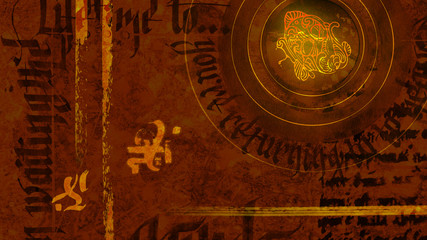 Naklejka premium Abstract wallpaper with fantasy symbols