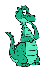 Green cheerful dragon animal fairy tale character cartoon illustration isolated image