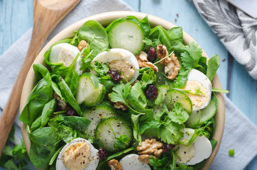 Homemade eggs spinach salad