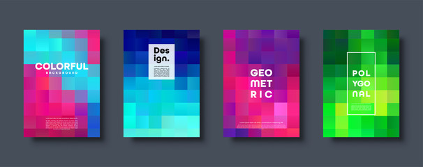 Polygonal abstract background with squares. Colorful gradient design. Low poly geometric rectangle shape modern banner. Vector illustration.