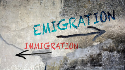 Street Graffiti Emigration versus Immigration