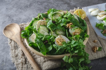 Homemade eggs spinach salad
