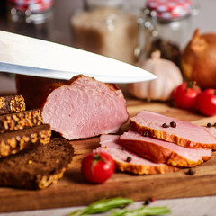 Meat with vegetables on the board