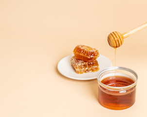 honey and fresh honeycombs