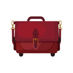 Red leather briefcase flat icon. Portfolio, businessman, luggage. Bags concept. Vector illustration can be used for topics like fashion, business, travel