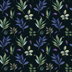 Fototapeta premium Seamless watercolor pattern. Hand painted watercolor illustration. Seamless botanical watercolor exotic floral pattern. Seamless watercolor pattern. Elegant leaves art design.