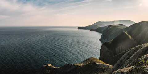 Mountainous hilly coast on the Black Sea