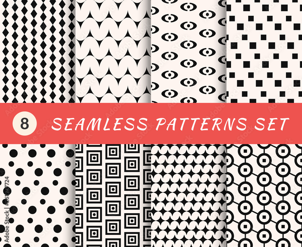 Fototapete seamless patterns set with endless geometric textures