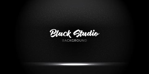 Black studio background. Stylish black gradient studio showcase room background with dark and light on wall texture abstract, empty space, can use for display your products. illustration Vector EPS 10