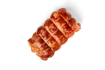 Smoked ham isolated on white background.