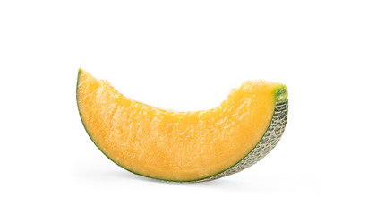 Fototapeta na wymiar Close up, clipping path, cut out. Beautiful tasty rock cantaloup melon isolated on white background