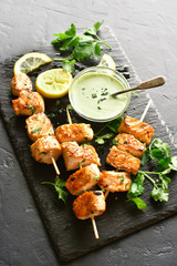 Barbecue salmon skewers