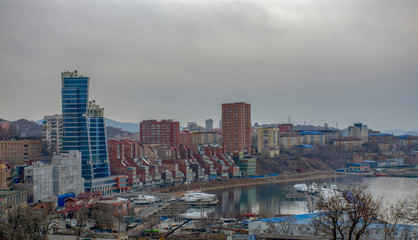 Russia. Vladivostok - April 2019: View of city architecture