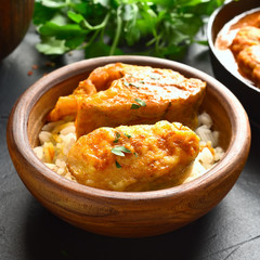Fish curry with rice