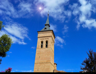 Fototapeta na wymiar Bell Tower with the Guadalajara Cathedral in Spain
