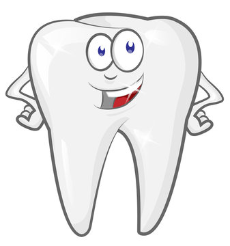 Glad strong shielded cheerful cartoon tooth character. vector illustration.Glad strong shielded cheerful cartoon tooth character. vector illustration.