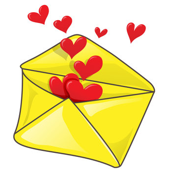 recommend clip art: Romantic envelope with many heart. clip-art Vector illustration