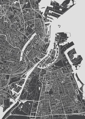 Obraz premium City map Copenhagen, monochrome detailed plan, vector illustration
