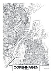City map Copenhagen, travel vector poster design