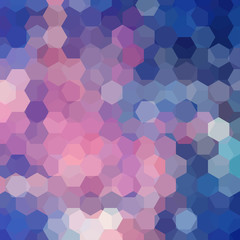 Background made of blue, pink hexagons. Square composition with geometric shapes. Eps 10