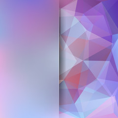 Geometric pattern, polygon triangles vector background in blue, pastel purple tones. Blur background with glass. Illustration pattern