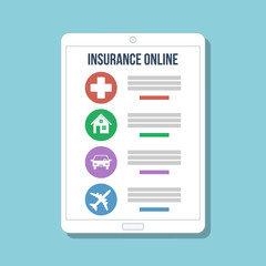 insurance online concept, various types in one place - fast, easy, profitably