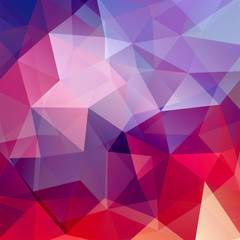Geometric pattern, polygon triangles vector background in pink, red tones. Illustration pattern