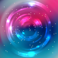 Abstract colorful background, Shining circle tunnel. Elegant modern geometric wallpaper. Vector illustration. Blue, pink colors.