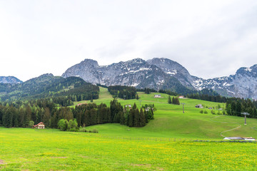 Fototapeta na wymiar Amazing panoramic view of Abtenau, small village in the mountains in Austria.