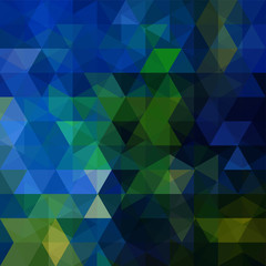 Fototapeta premium Triangle vector background. Can be used in cover design, book design, website background. Vector illustration. Green, blue colors.