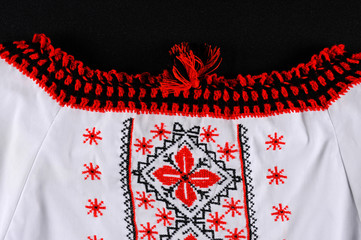 ornamentation of old Ukrainian shirts, embroidery and pattern placement