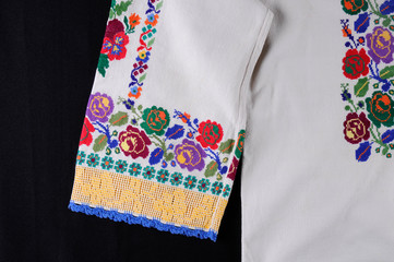 ornamentation of old Ukrainian shirts, embroidery and pattern placement