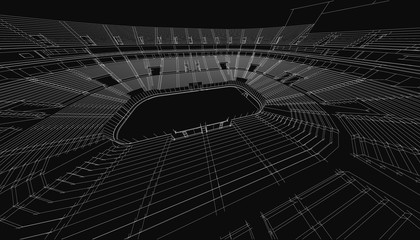 3D wireframe of stadium or sport arena. vector © Aomarch