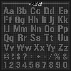 Blueprint style sketch font alphabet. vector eps10