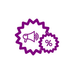 Discount, price, sales discount, shopping,offer,  business product discount purple color icon