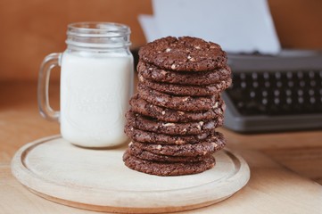 chocolate chip cookies and milk